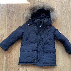 Moncler Kids Yang Long Down Jacket in Night Blue